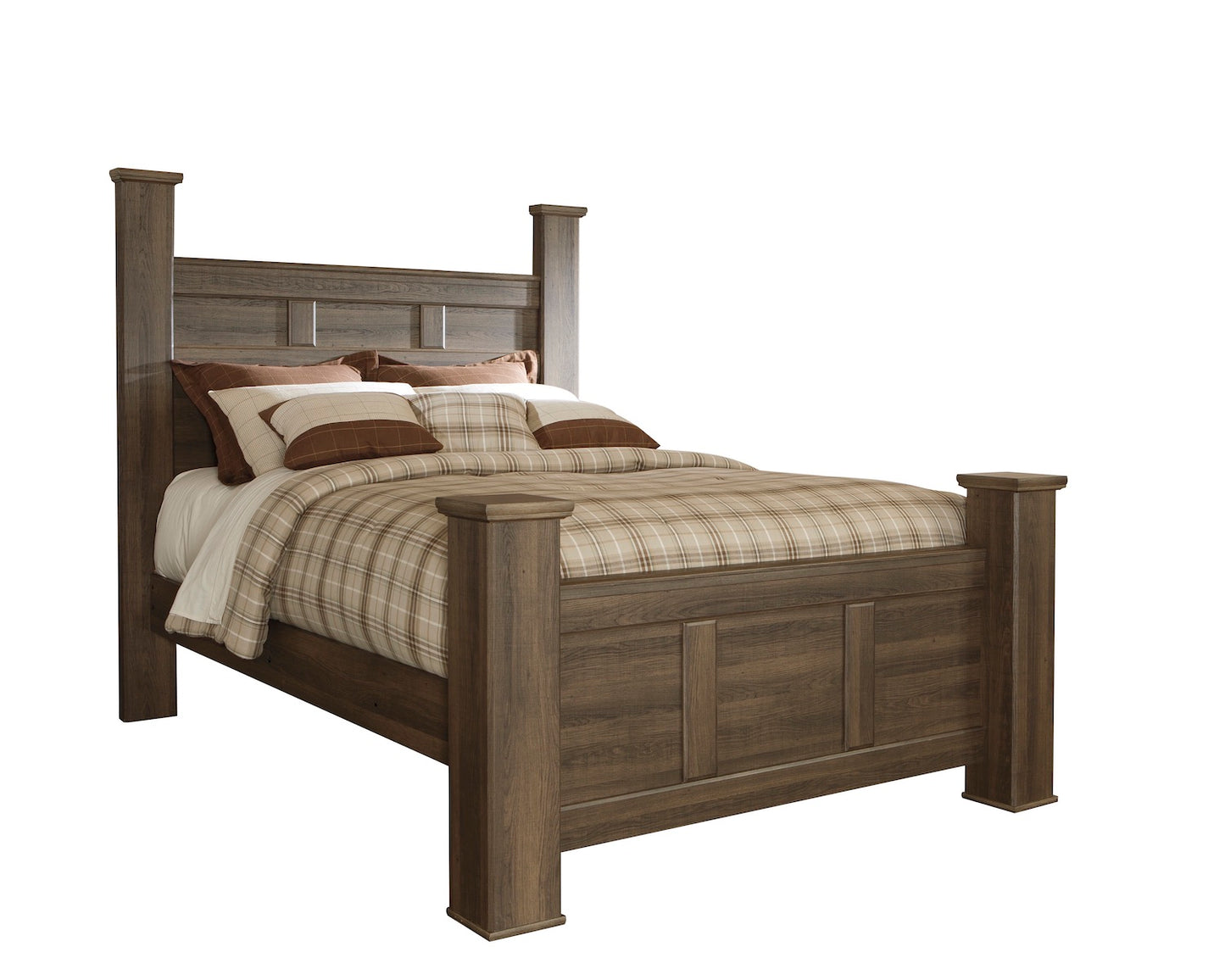 Ashley Juararo Queen Poster Bed In Dark Brown