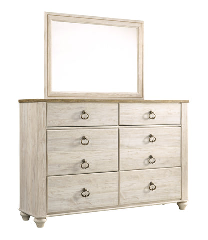 Ashley Willowton 5PC Twin Panel Bedroom One Nightstand Dresser Mirror Chest in White
