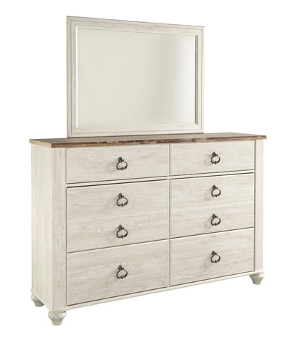 Ashley Willowton 5PC Cal King Panel Bedroom Set One Nightstand Dresser Mirror Chest in White