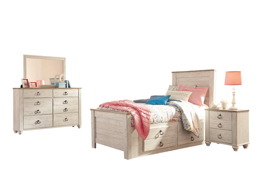 Ashley Willowton 4PC Full Storage Bedroom Set in White