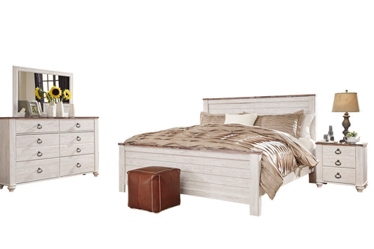 Ashley Willowton 4PC E King Panel Bedroom Set in White