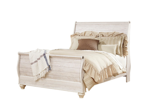 Ashley Willowton E King Sleigh Bed in White