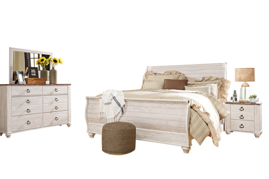 Ashley Willowton 4PC E King Sleigh Bedroom Set in White