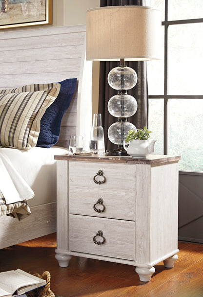 Ashley Willowton Two Drawer Nightstand in White