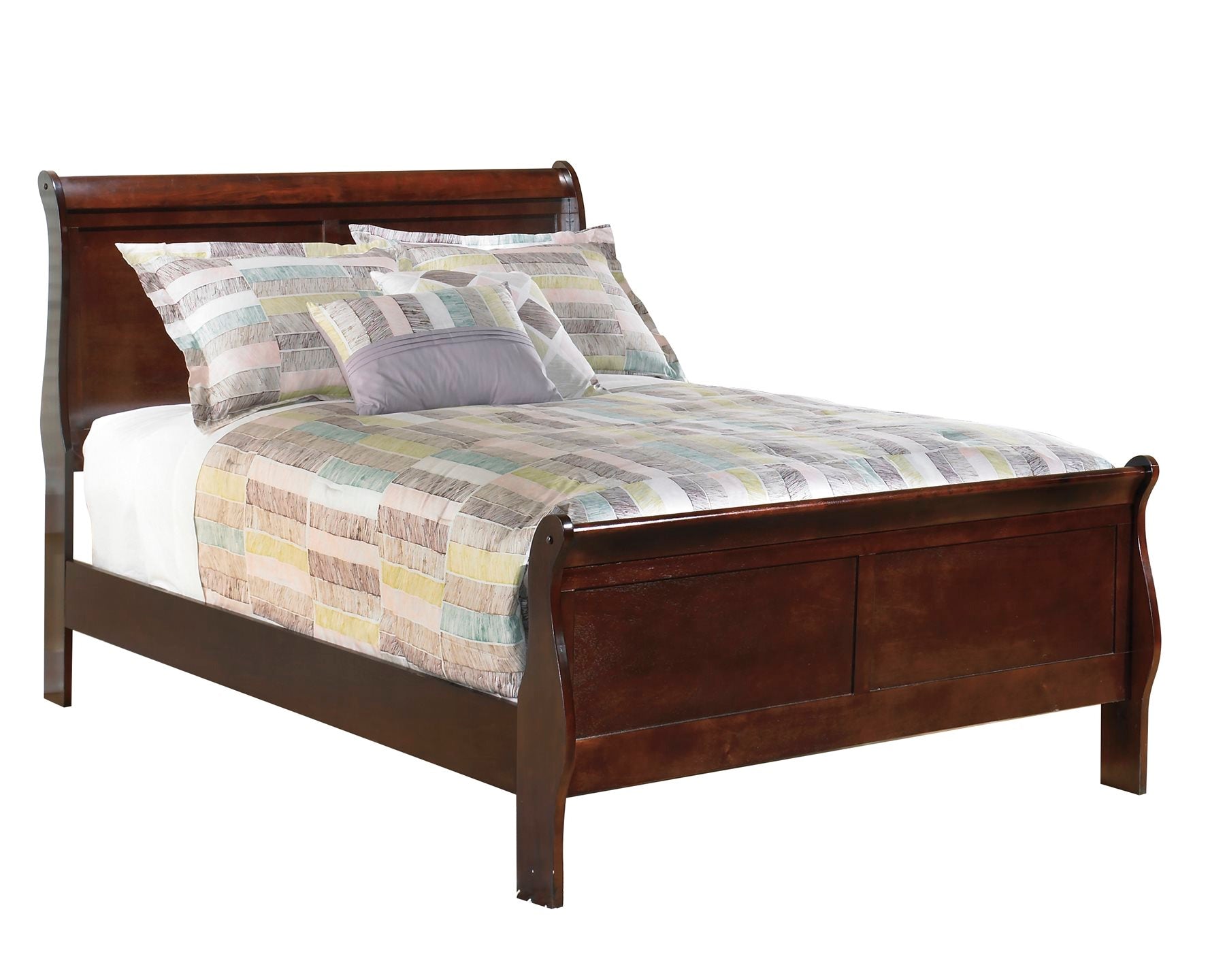 Ashley Alisdair Queen Sleigh Bed in Dark Brown - The Furniture Space.