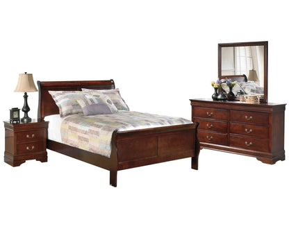 Ashley Alisdair 4PC Bedroom Set Full Sleigh Bed One Nightstand Dresser Mirror in Dark Brown - The Furniture Space.