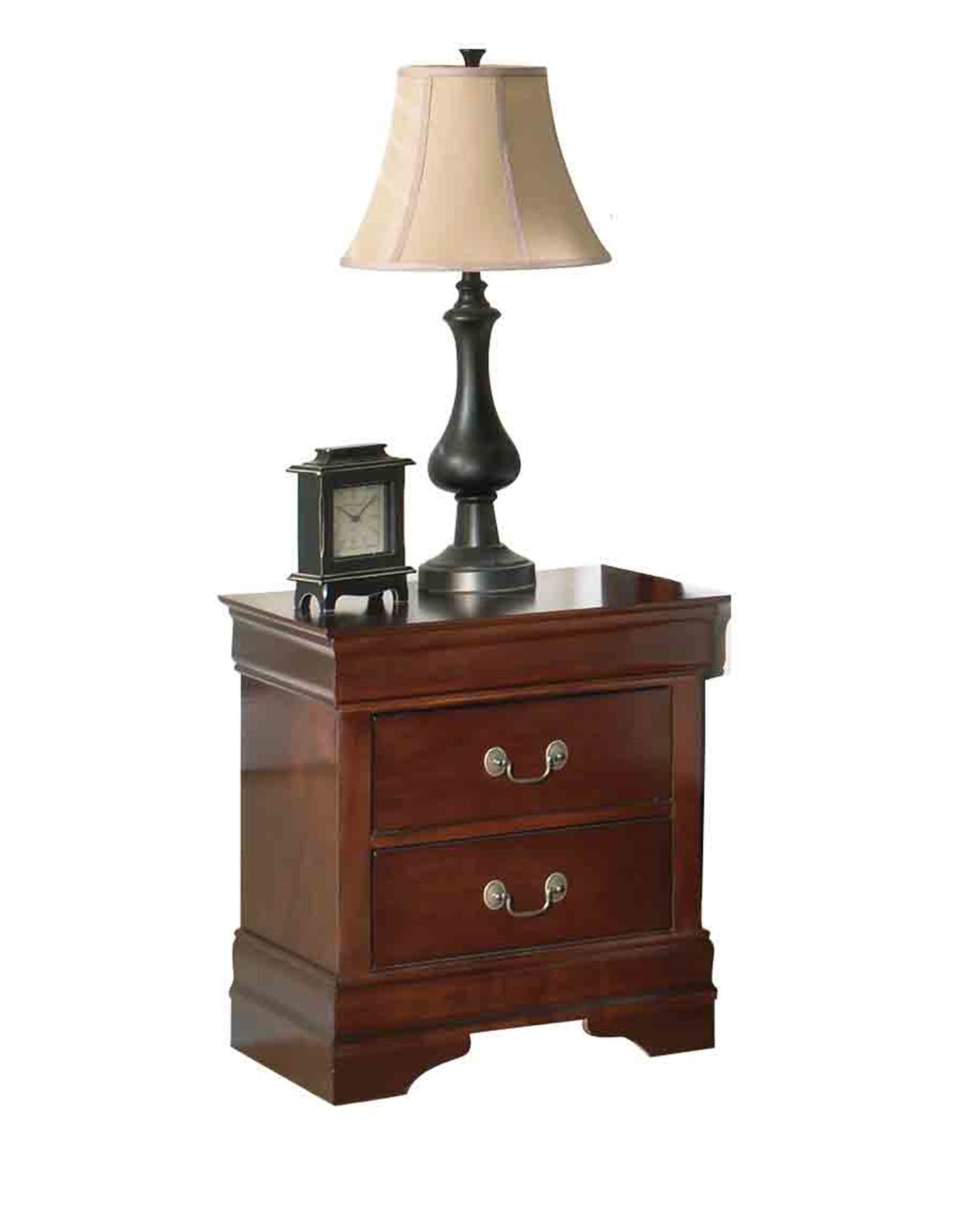 Ashley Alisdair 6PC Bedroom Set E King Sleigh Bed Two Nightstand Dresser Mirror Chest in Dark Brown - The Furniture Space.