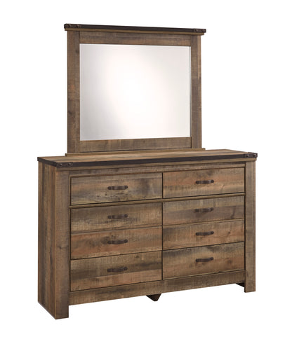 Ashley Trinell 5PC Bedroom Set Full Metal Bed One Nightstand Dresser Mirror Chest in Brown