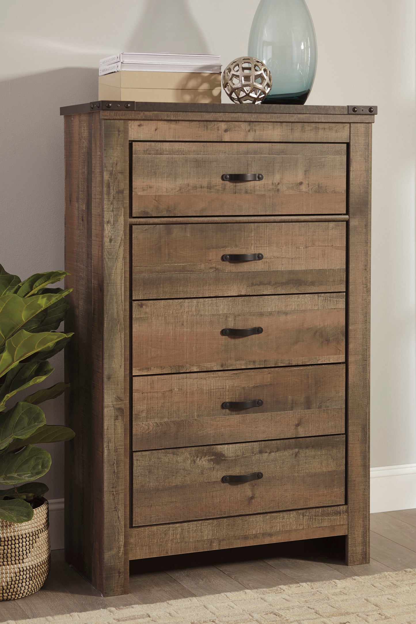 Ashley Trinell Five Drawer Chest in Brown