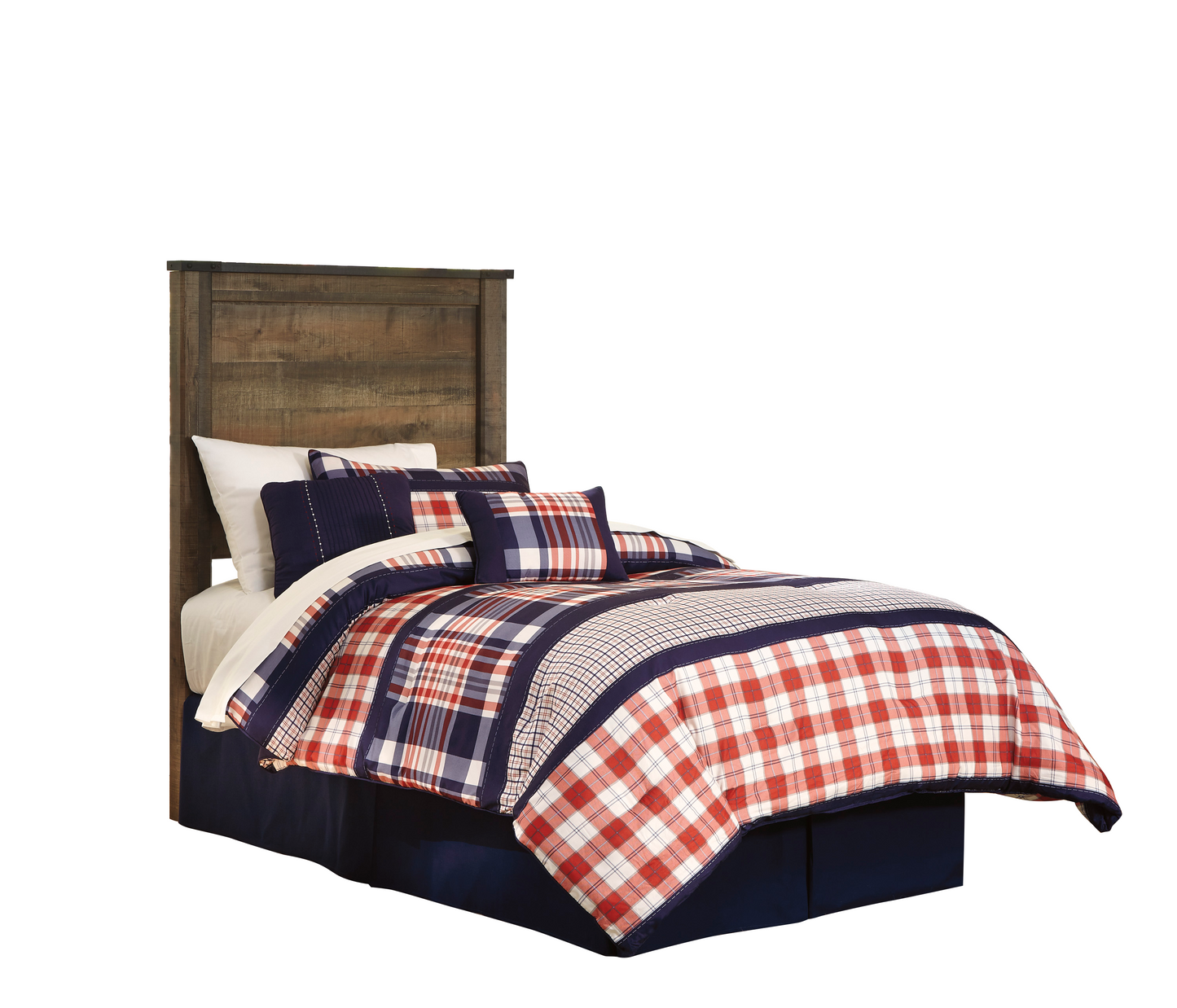 Ashley Trinell 4PC Bedroom Set Twin Panel Headboard One Nightstand Dresser Mirror in Brown