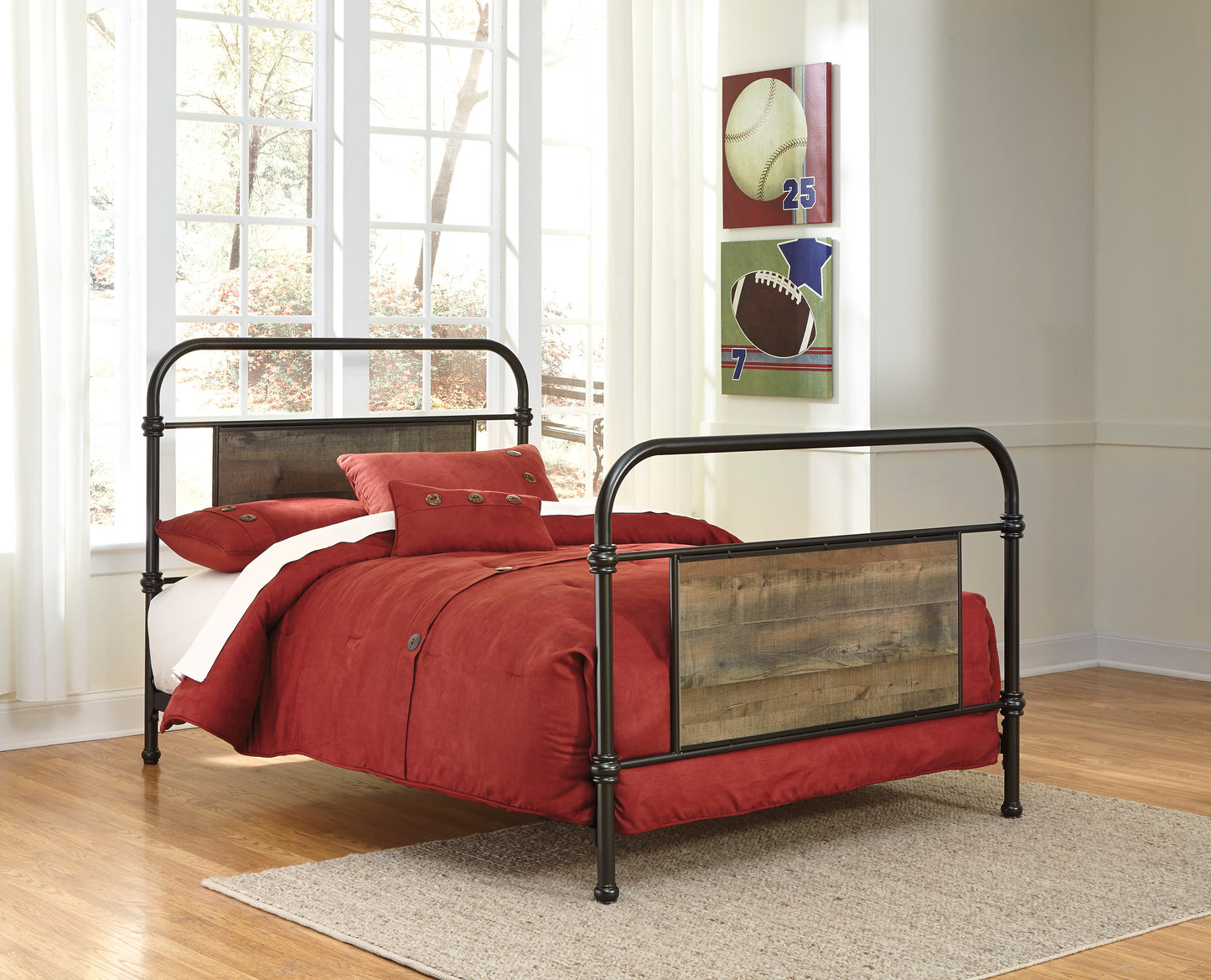 Ashley Trinell Twin Metal Bed in Brown
