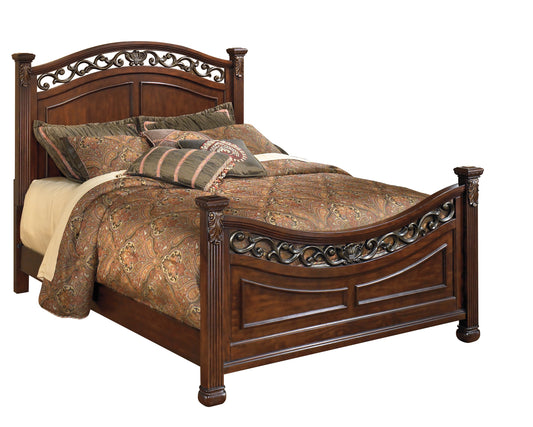 Ashley Leahlyn Queen Panel Bed in Warm Brown