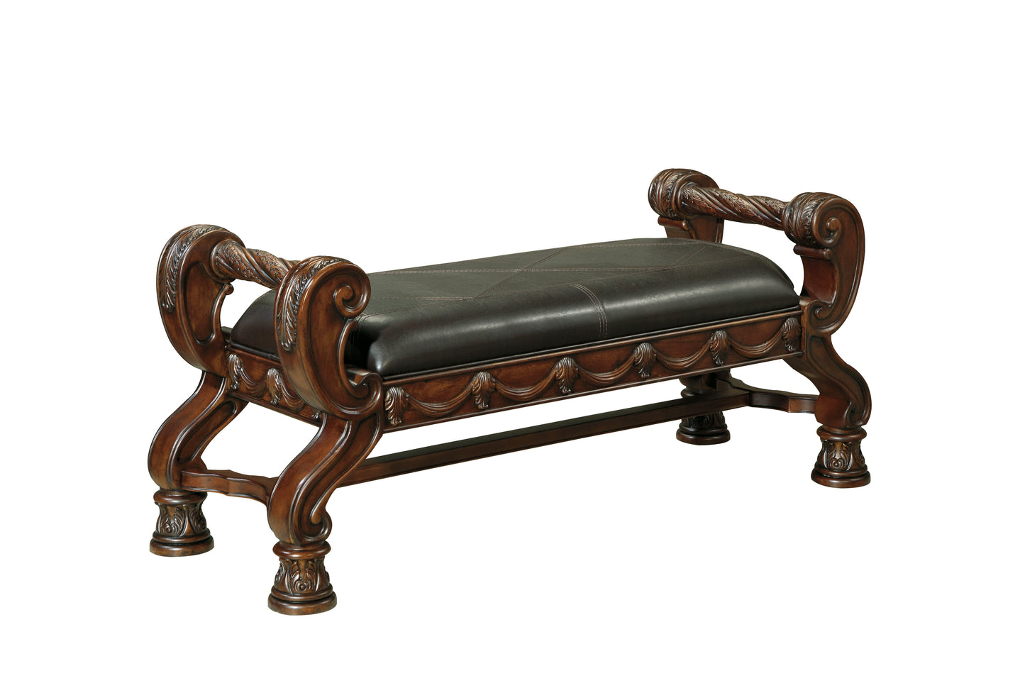 Ashley North Shore Large Upholstered Bedroom Bench in Dark Brown
