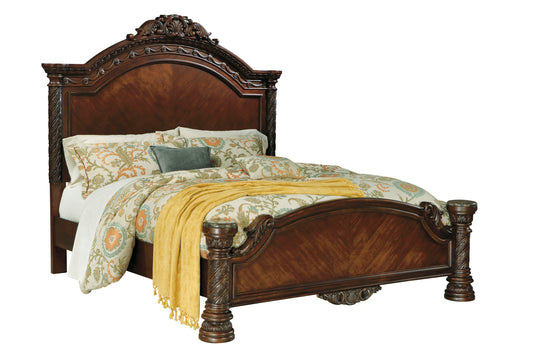 Ashley North Shore Cal King Panel Bed in Dark Brown