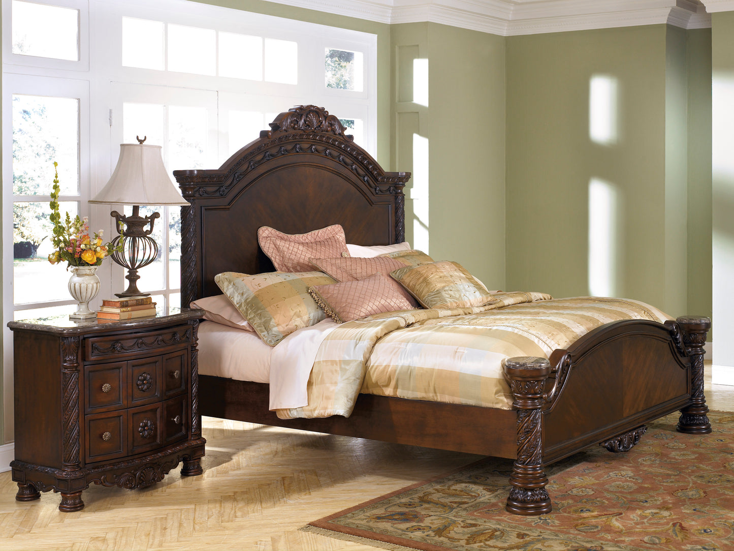 Ashley North Shore Cal King Panel Bed in Dark Brown