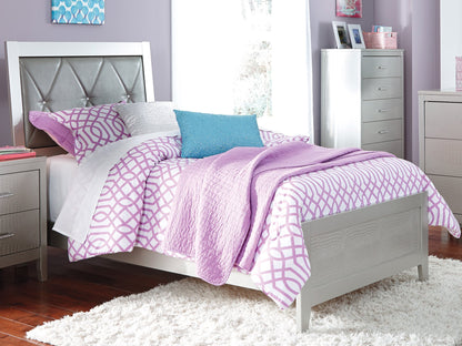 Ashley Olivet Twin Panel Bed in Silver