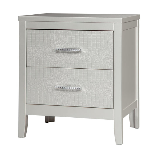 Ashley Olivet Two Drawer Nightstand in Silver