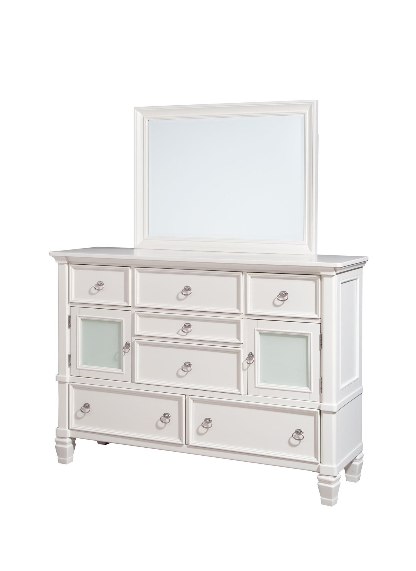 Ashley Prentice 5PC Bedroom Set Queen Sleigh Bed Dresser Mirror One Nightstand Chest in White