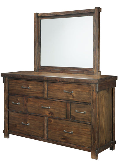 Ashley Lakeleigh 5PC Bedroom Set Queen Panel Bed Dresser Mirror One Nightstand Chest in Brown