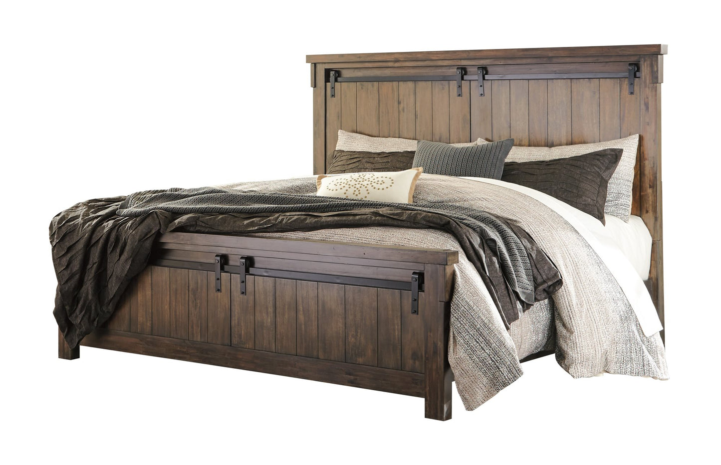 Ashley Lakeleigh 6PC Bedroom Set Queen Panel Bed Dresser Mirror Two Nightstand Chest in Brown