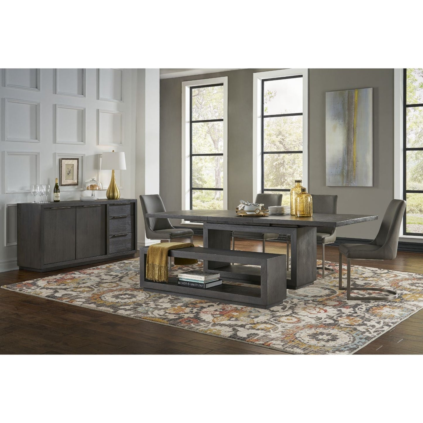 Modus Oxford 5PC Rectangular Dining Set in Basalt Grey