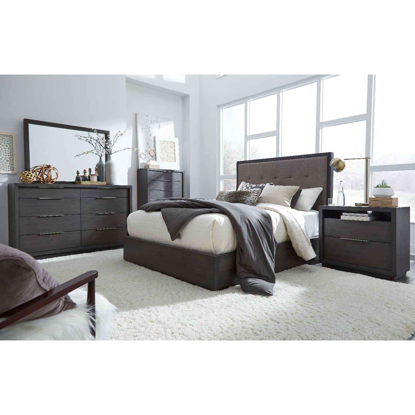 Modus Oxford 6PC Full Platform Bedroom set in Basalt Grey