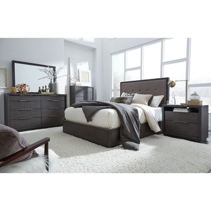 Modus Oxford 5PC Queen Platform Bedroom set w 2 Nightstand in Basalt Grey