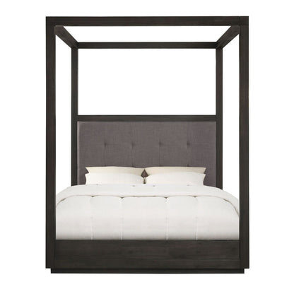 Modus Oxford 5PC Queen Canopy Bedroom Set w 2 Nightstand in Basalt Grey