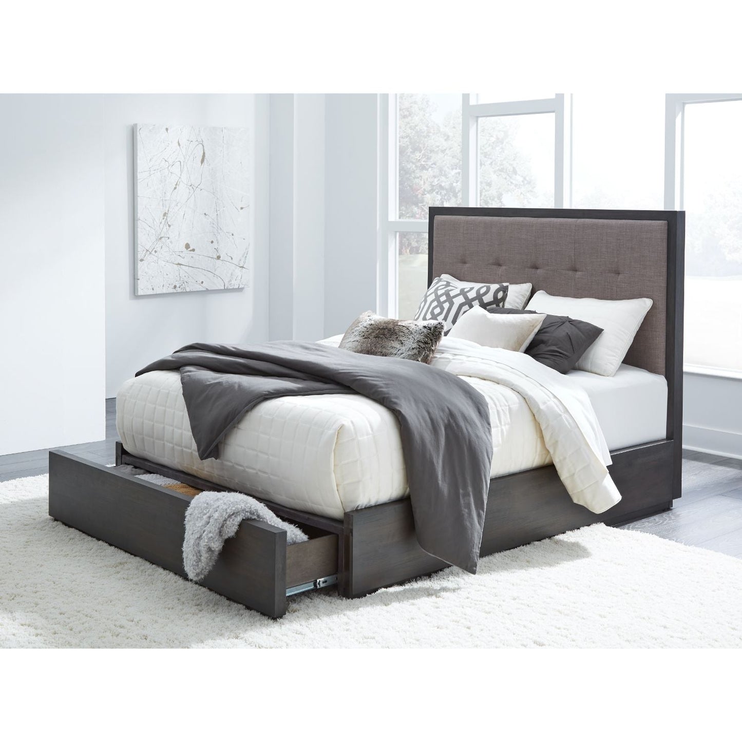 Modus Oxford Queen Storage Bed in Basalt Grey