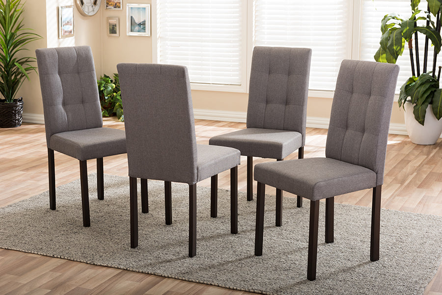 Contemporary 4 Dining Chairs in Grey Fabric - The Furniture Space.