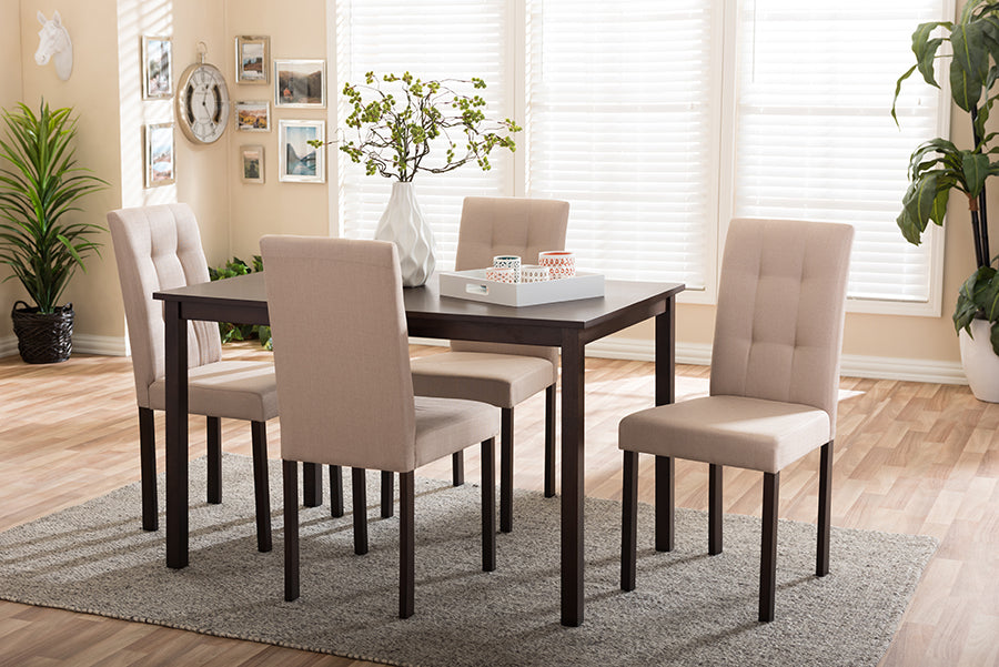 Contemporary Dining Table & 4 Chairs in Dark Brown/Beige - The Furniture Space.