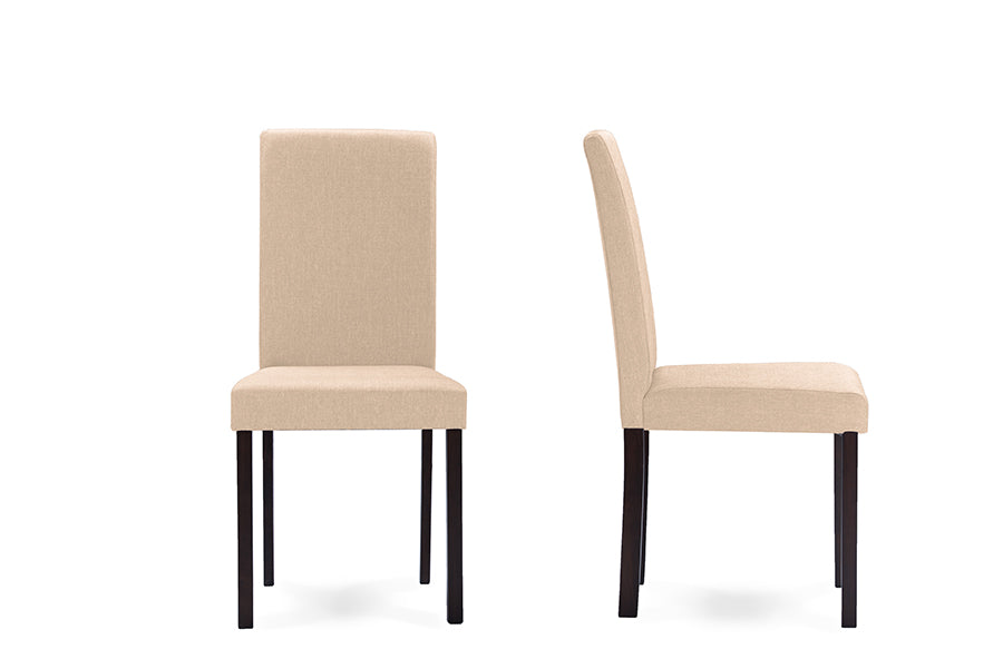 Contemporary 4 Dining Chairs in Beige Fabric - The Furniture Space.