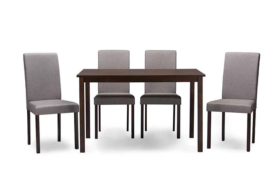 Contemporary Dining Table & 4 Chairs in Dark Brown/Grey - The Furniture Space.