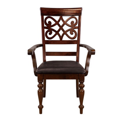 Homelegance Creswell 2 Dining Arm Chair in Rich Cherry