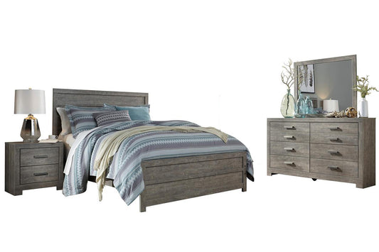 Ashley Culverbach 4PC E King Panel Bedroom Set in Gray - The Furniture Space.