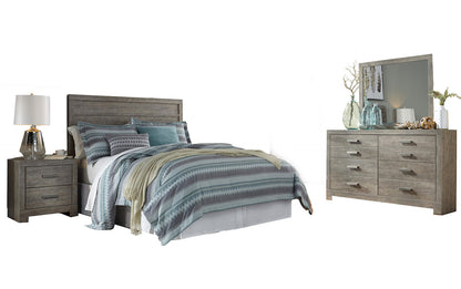 Ashley Culverbach 4PC E King Panel Headboard Bedroom Set in Gray - The Furniture Space.