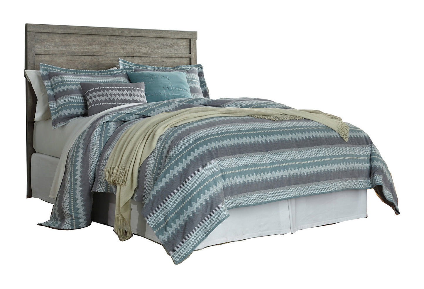 Ashley Culverbach E King Panel Headboard Weathered Driftwood in Gray - The Furniture Space.