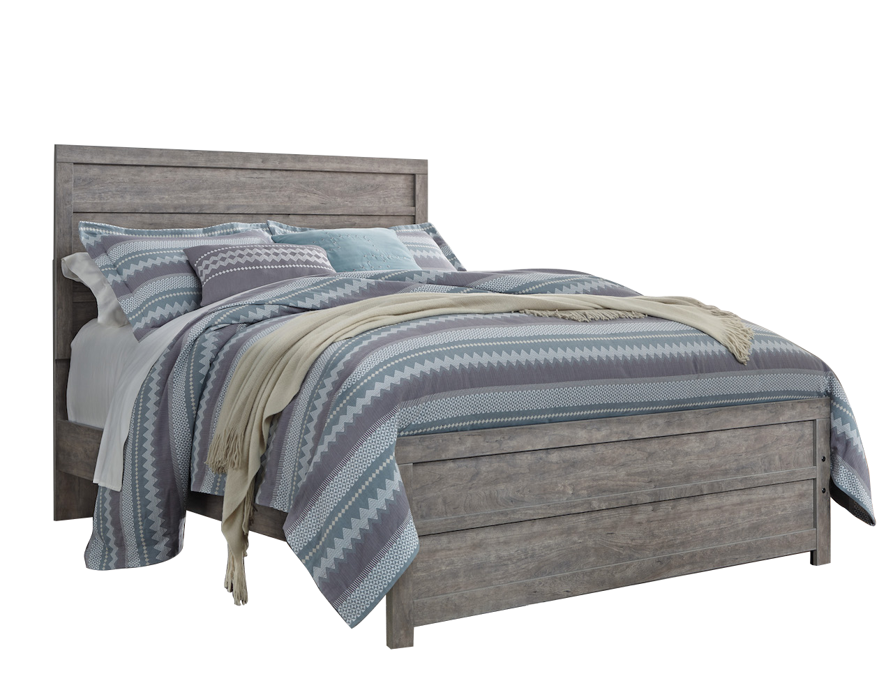 Ashley Culverbach 4PC E King Panel Bedroom Set in Gray - The Furniture Space.