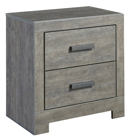Ashley Culverbach Two Drawer Nightstand Weathered Driftwood in Gray - The Furniture Space.