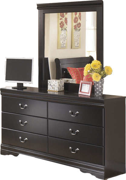 Ashley Huey Vineyard Six Drawer Dresser and Mirror in Black
