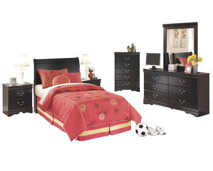 Ashley Huey Vineyard 6PC Twin Sleigh Headboard Bedroom Set in Black