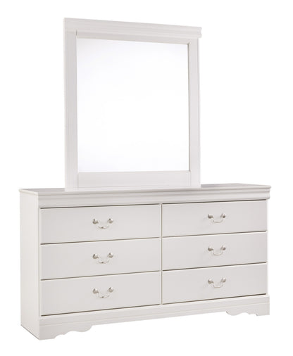 Ashley Anarasia Six Drawer Dresser and Mirror In White