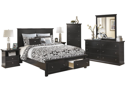 Ashley Maribel 6 PC Queen Storage Bed Bedroom Set in Black