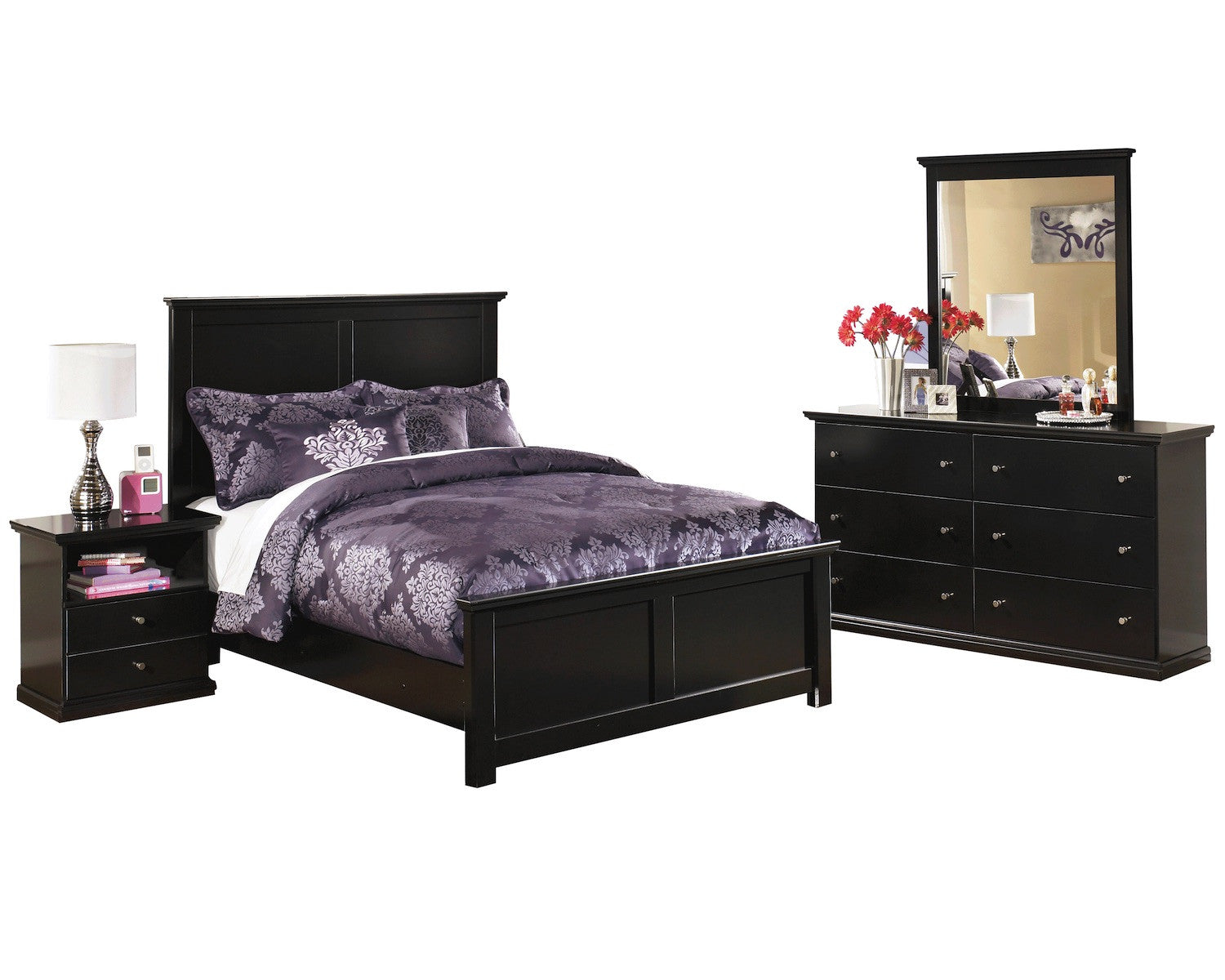 Ashley Maribel 4 PC E King Panel Bedroom Set in Black