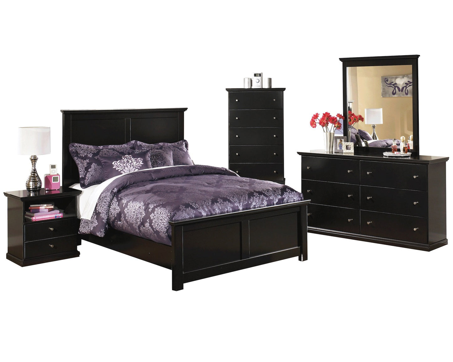 Ashley Maribel 5 PC E King Panel Bedroom Set with Chest in Black