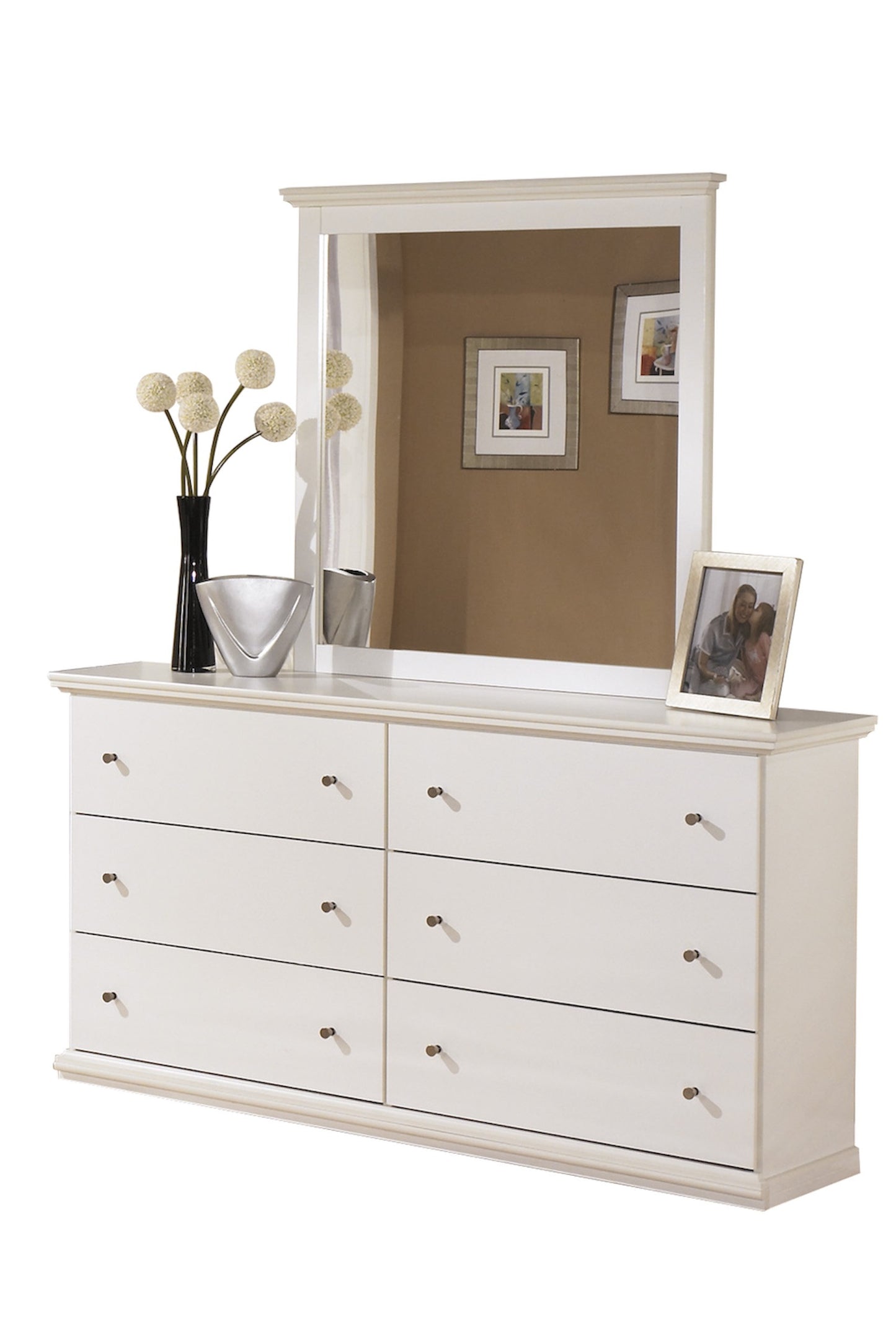 Ashley Bostwick Shoals Six Drawer Dresser and Mirror in White