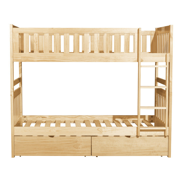 Homelegance Bartly Twin / Twin Bunk Bed with Storage Drawer in Natural Pine