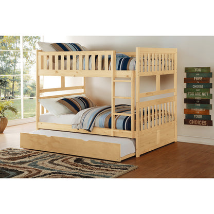 Homelegance Bartly Full / Full Bunk Bed with Twin Trundle in Natural Pine