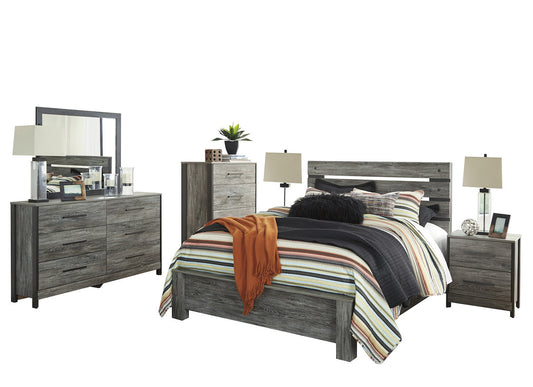 Ashley Cazenfeld 6PC E King Panel Bedroom Set With Two Nightstand & Chest In Black/Gray