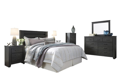 Ashley Brinxton 6PC E King  Poster Headboard Bedroom Set With Two Nightstand & Chest In Black